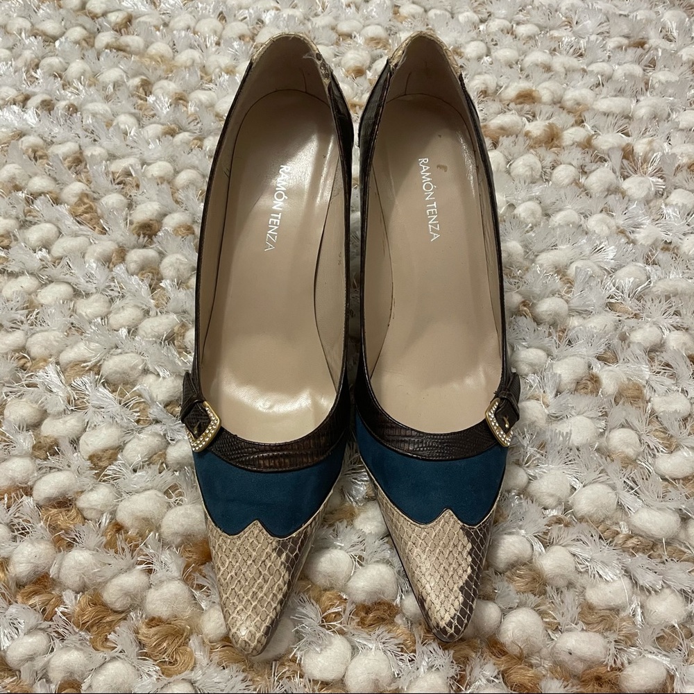 Multi print stiletto heels